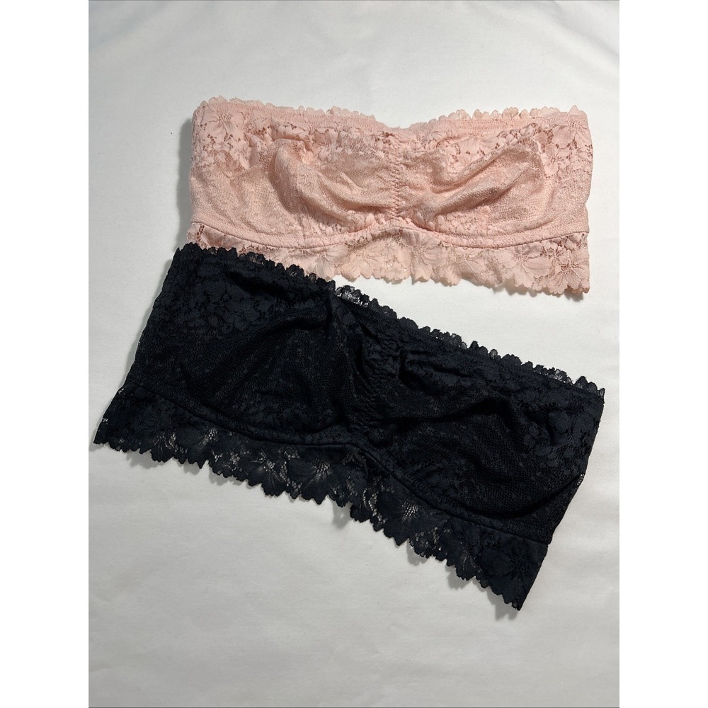 Auden Women XL Bra Set Of 2 Peach Black Lace Underwire Strapless Bralette 6497